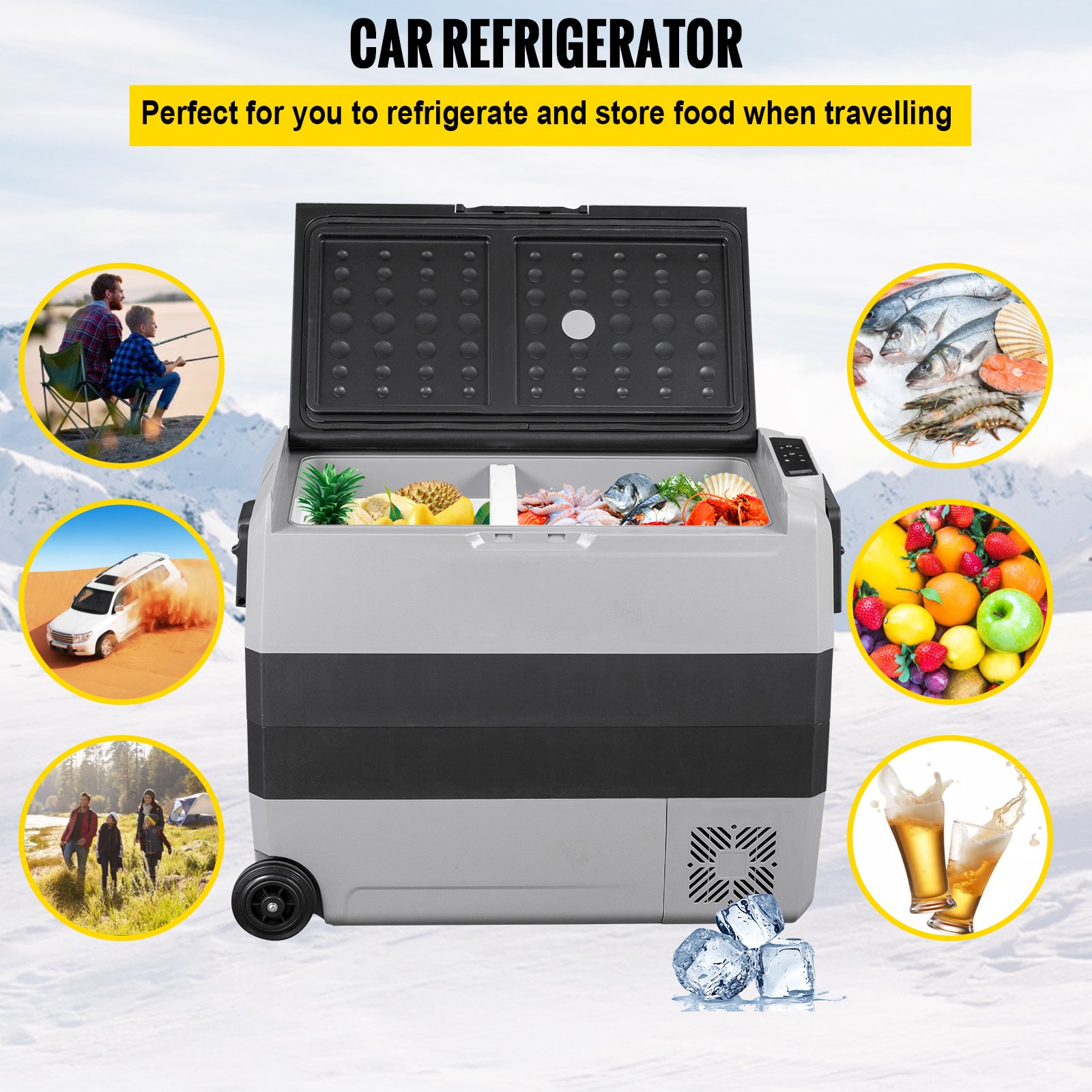 VEVOR VEVOR 12 Volt Car Refrigerator Portable Freezer 60L Dual Zone ...