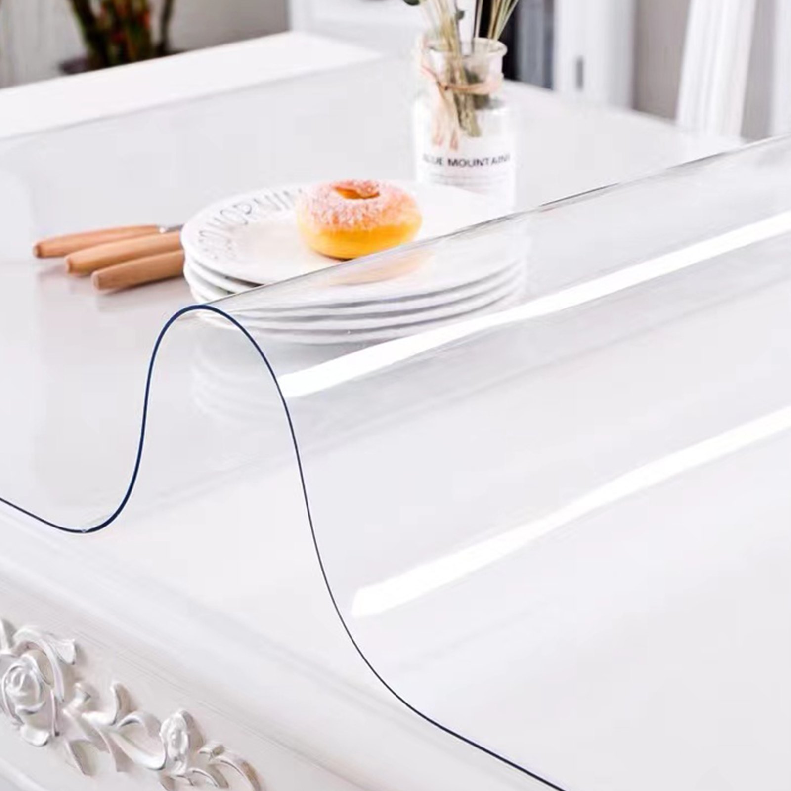 VEVOR Plastic Table Cover 36 x 60 Inch, 2 mm Thick Clear Table ...