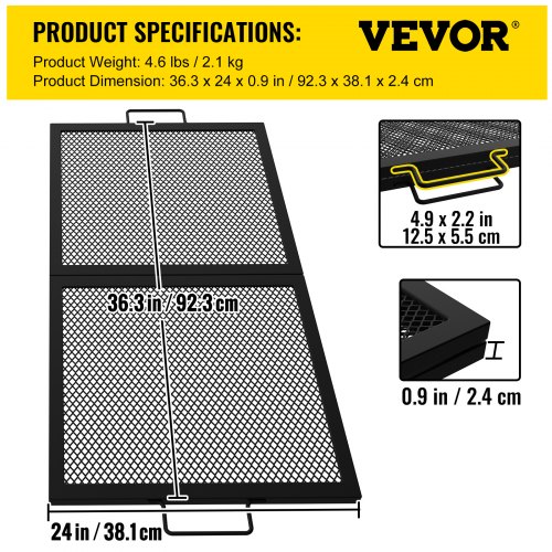 VEVOR Rectangle Cooking Grate Fire Pit Grill Grate w/ X Marks Foldable
