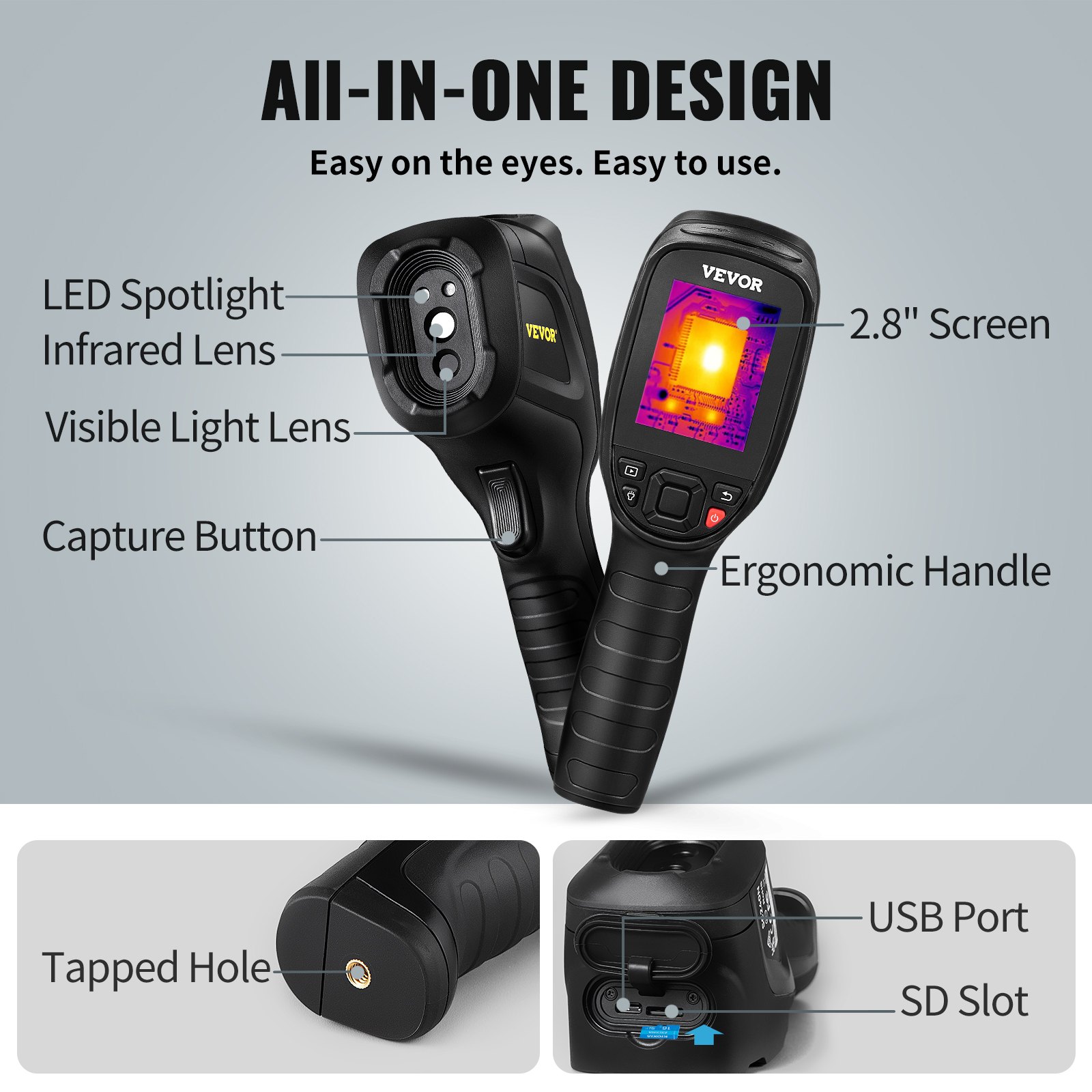 VEVOR Thermal Imaging Camera, 240x180 IR Resolution (43200 Pixels