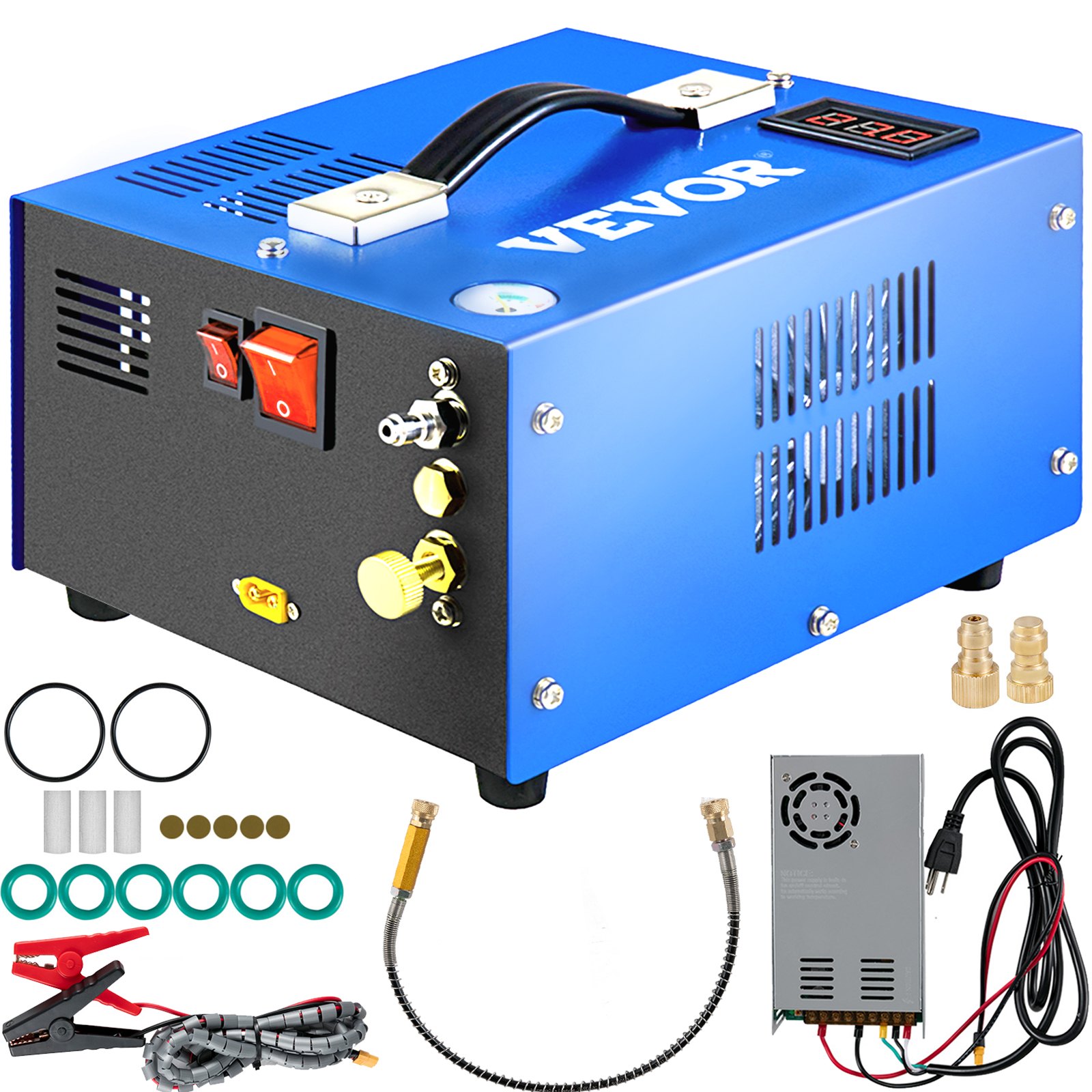 VEVOR PCP Air Compressor, 4500PSI Portable PCP Compressor, 12V DC/110V