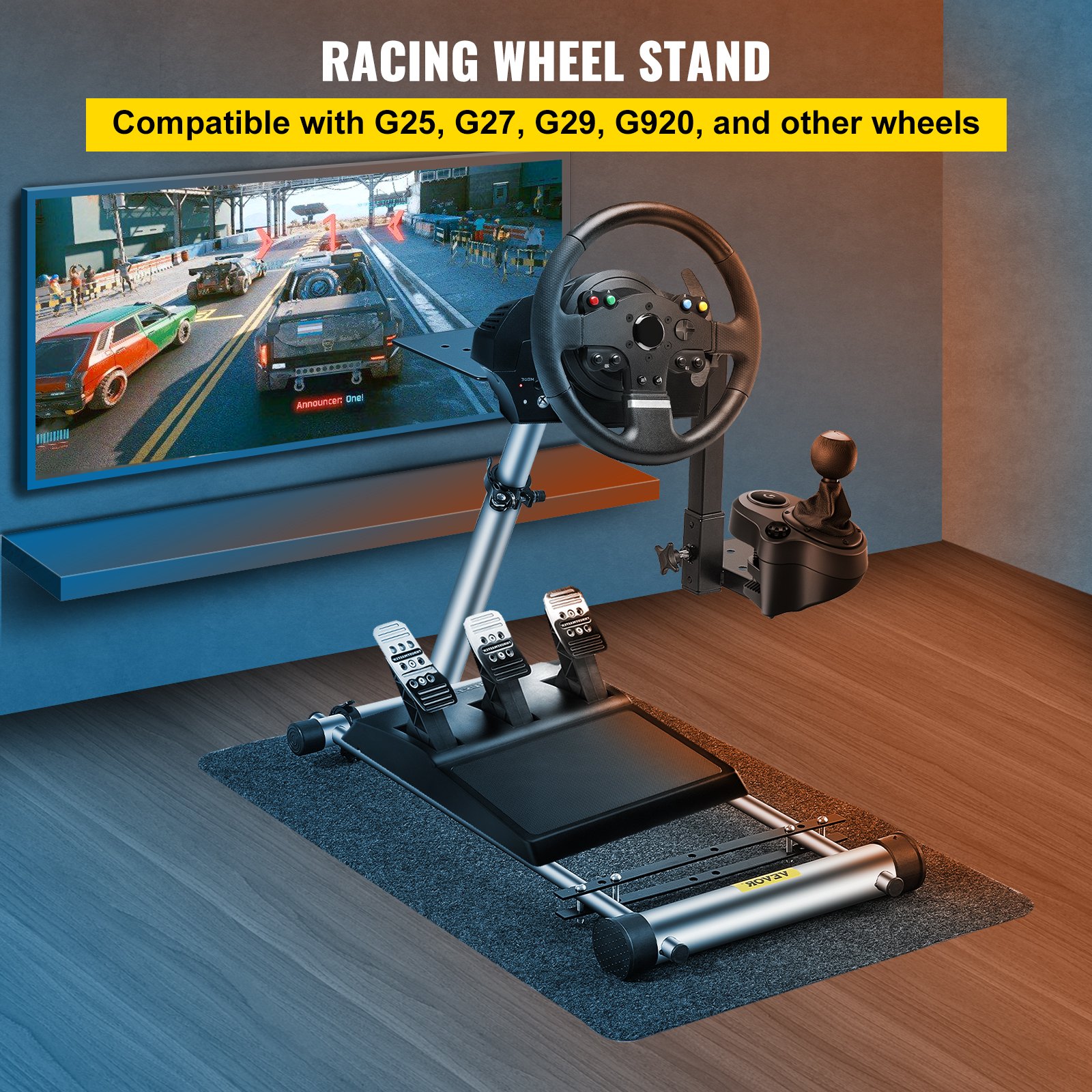 Racing Simulator Steering Wheel Gaming Stand for Logitech G27/G25,G29 and G920 Wheels,Deluxe