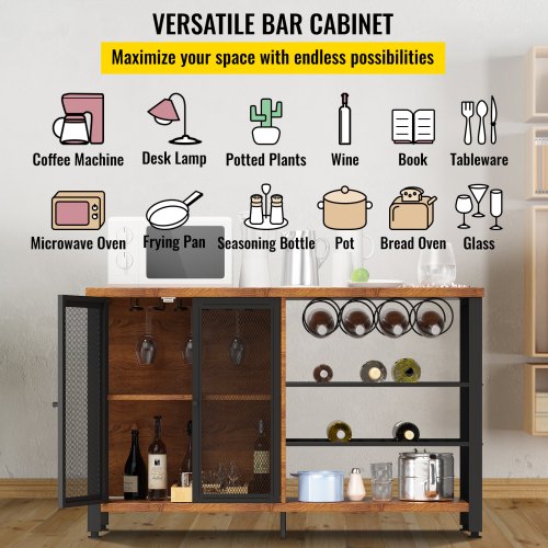 VEVOR Industrial Bar Wine Bar Table w/ Wine Rack
