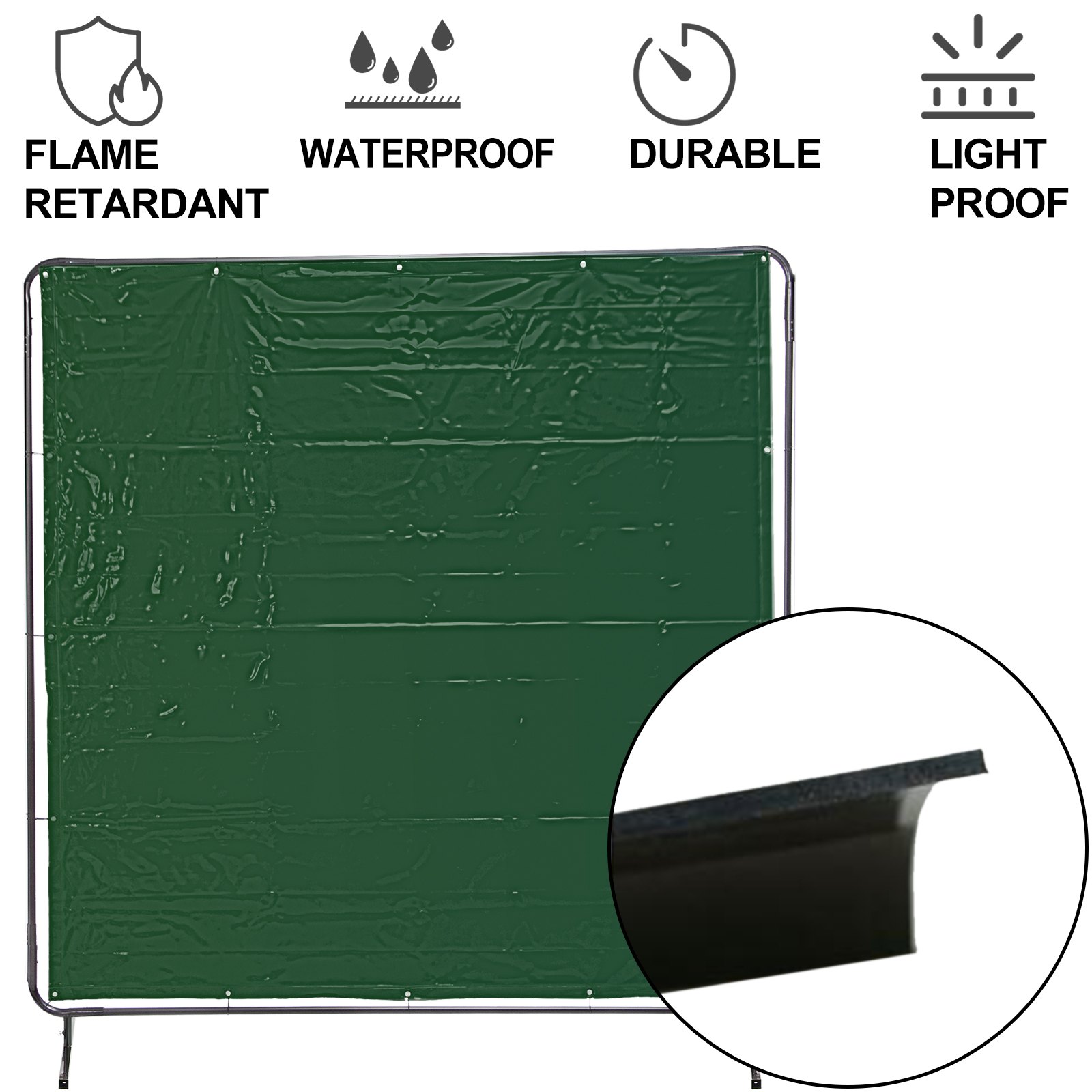 VEVOR Welding Curtain 6' x 6' Welding Screens, Flame Retardant 3 Panel