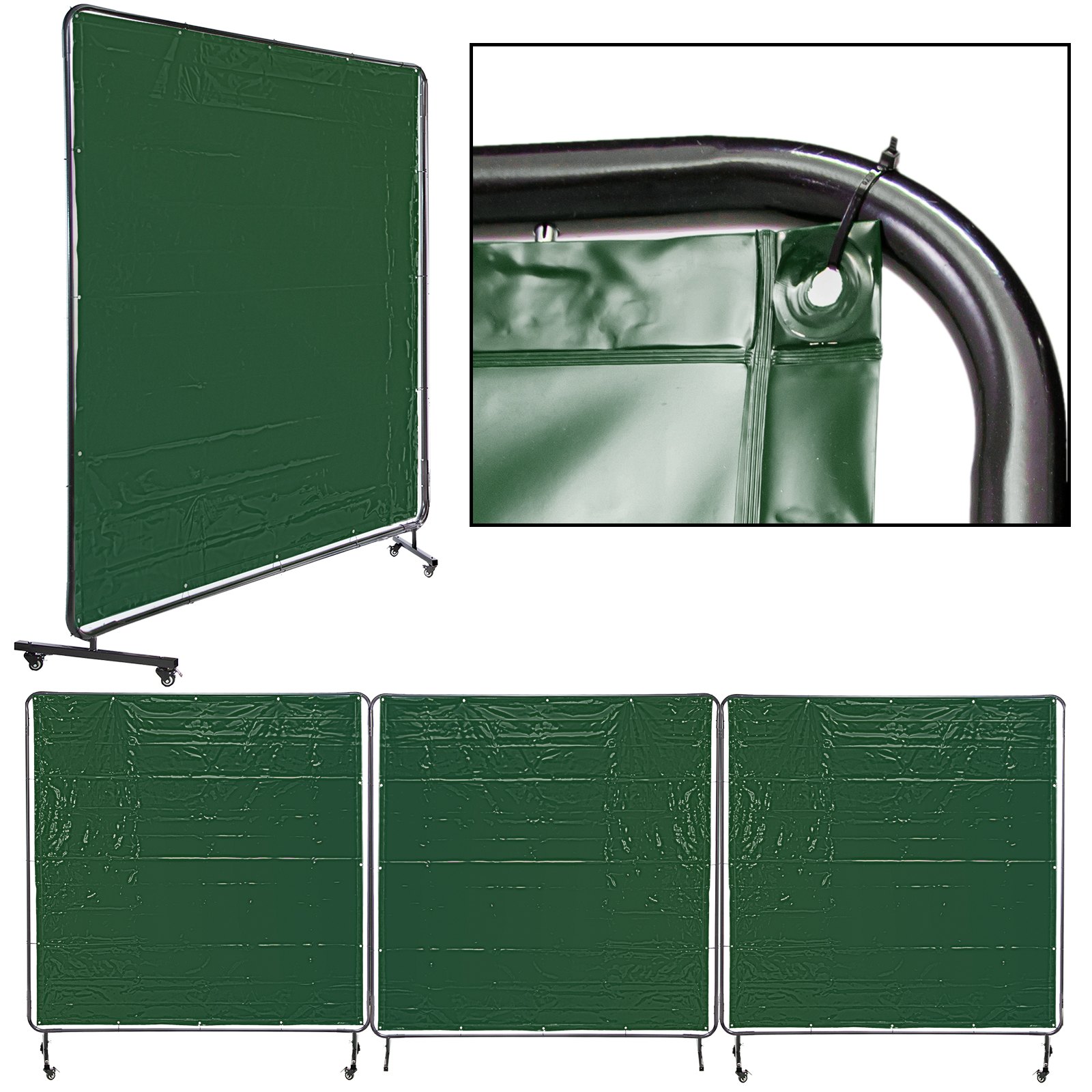 VEVOR Welding Curtain 6' x 6' Welding Screens, Flame Retardant 3 Panel