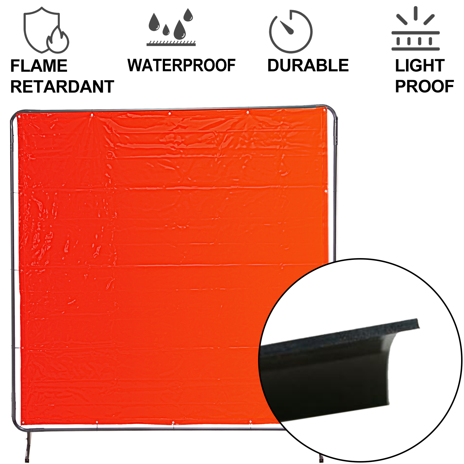 VEVOR Welding Screen Welding Curtain 3 Panel 6' x 6' Flame Retardant