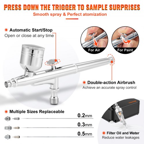 VEVOR Airbrush Kit, Portable Airbrush Set With Compressor, Airbrushing ...