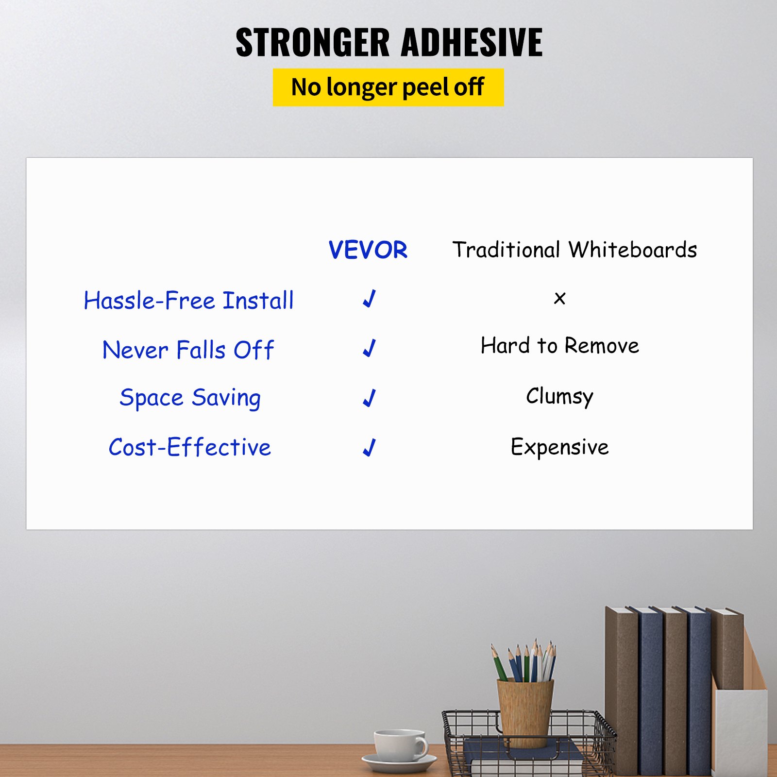 VEVOR White Board Paper, 6x4 ft Dry Erase Whiteboard Paper w/ Adhesive