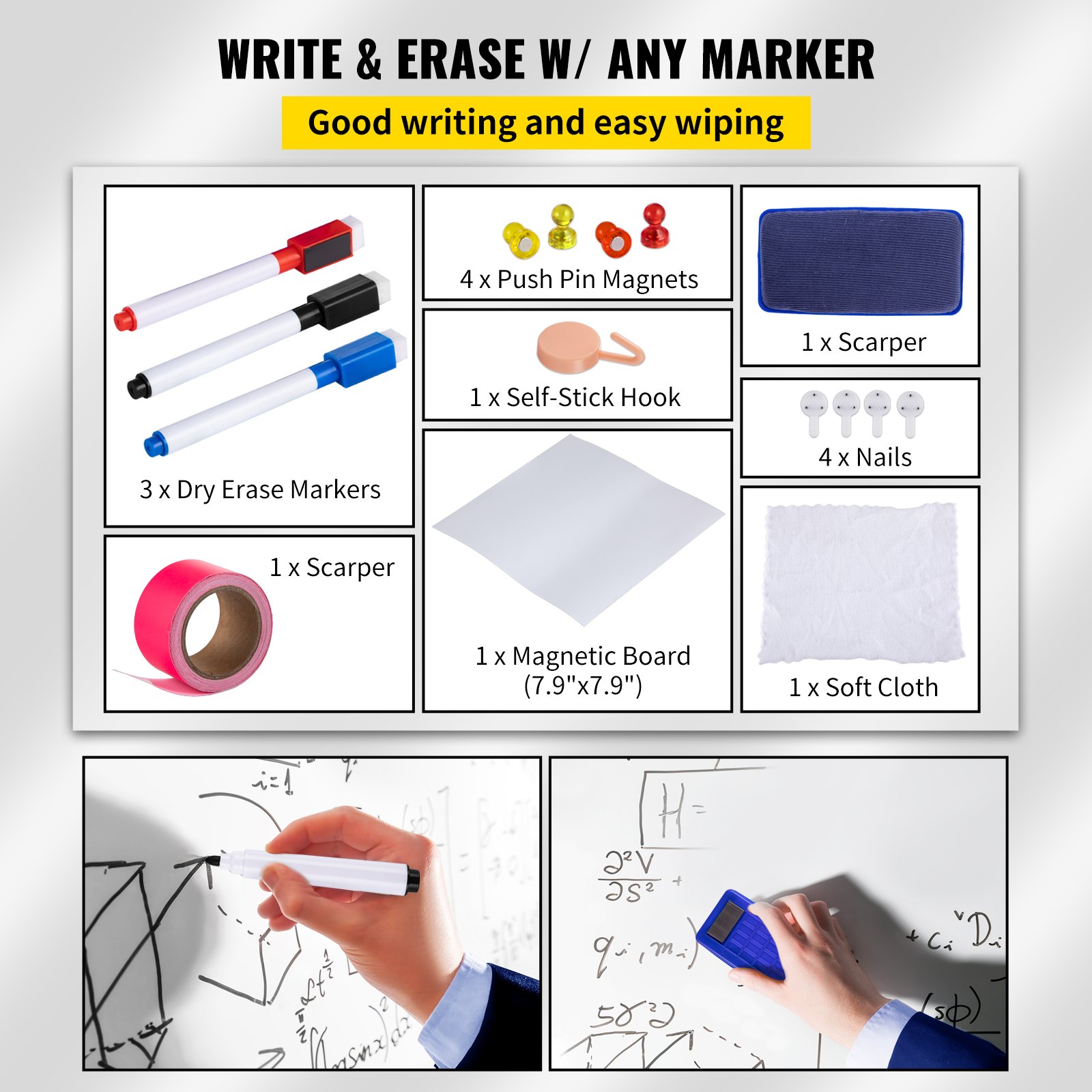 VEVOR White Board Paper, 8x4 ft Dry Erase Whiteboard Paper w/ Adhesive