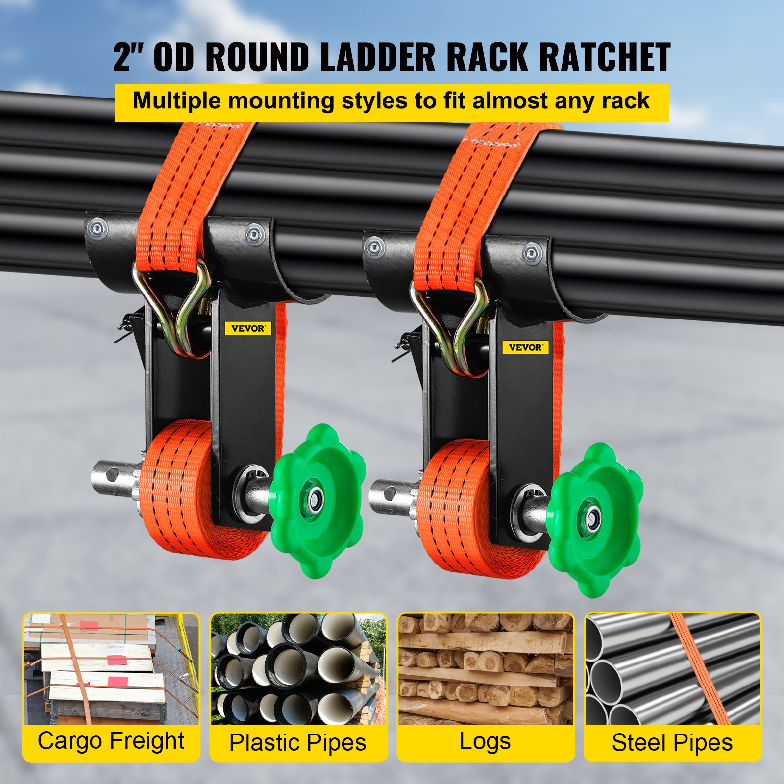 VEVOR Heavy-Duty 1000 LB Capacity 2” Round Pipe Steel Ratchet Ladder ...