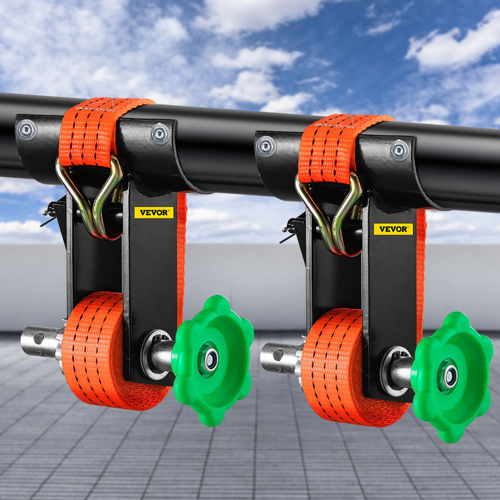 VEVOR Heavy-Duty 1000 LB Capacity 2” Round Pipe Steel Ratchet Ladder ...