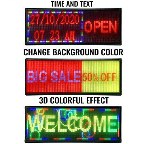 VEVOR Led Sign 40 x 15 Inch Digital Sign 96 x 96 HD Resolution Seven