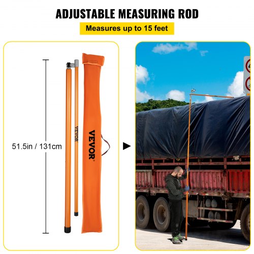 VEVOR Load Height Measuring Stick, 20' Sturdy Fiberglass Truck Height