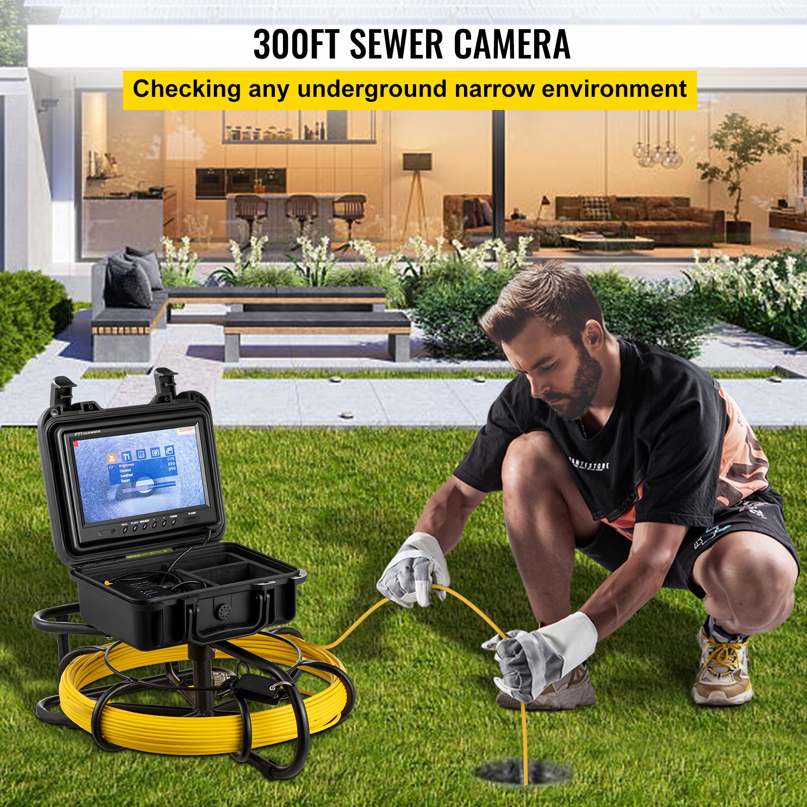 VEVOR Sewer Camera, 300FT, 9