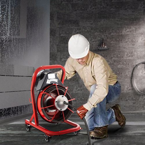 VEVOR Electric Drain Auger, 75' x 1/2", 370W Drain Cleaner Machine Fit 2'' 4'' Pipes, Plumbing