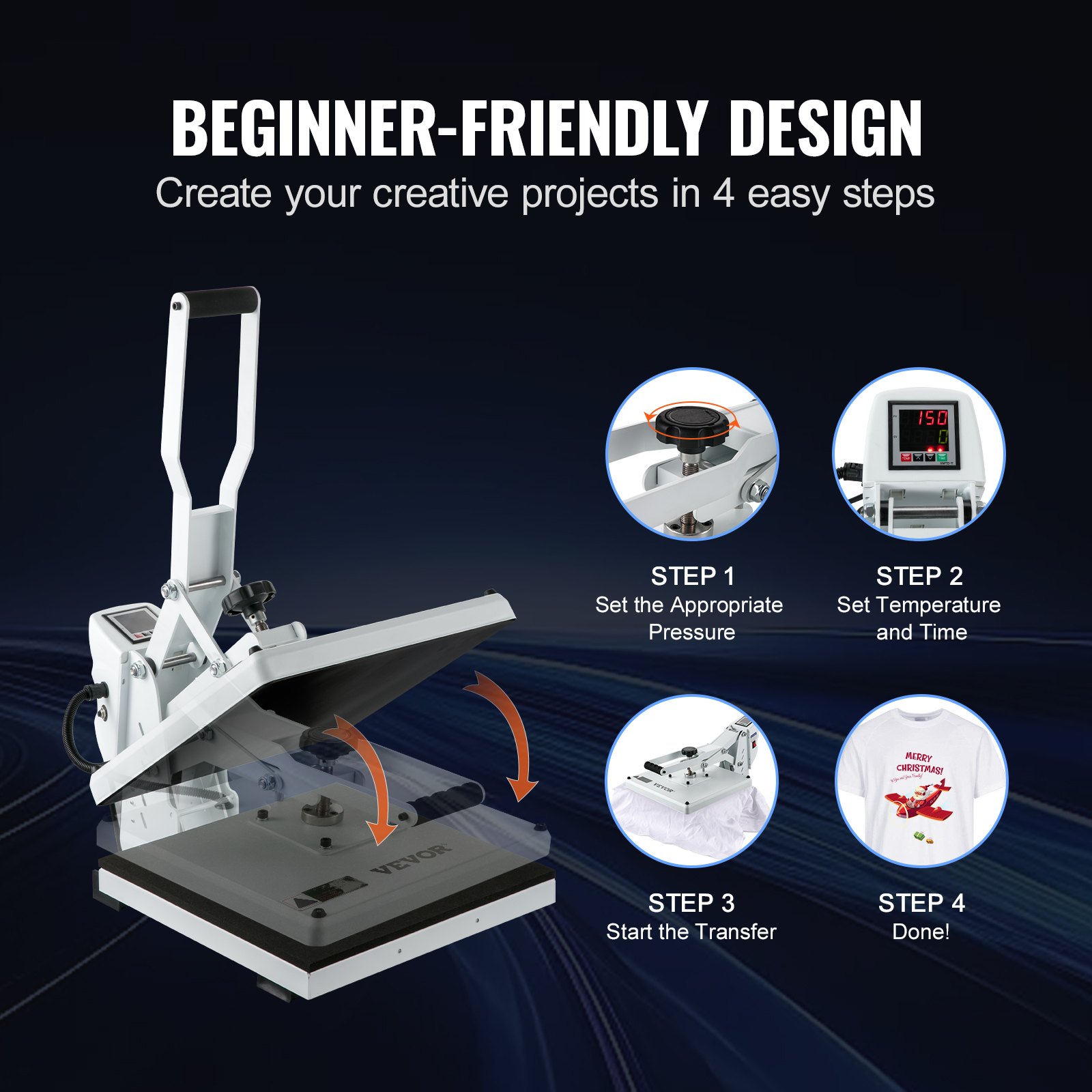 VEVOR Heat Press, 15x15 Heat Press Machine, Fast Heating, High Pressure