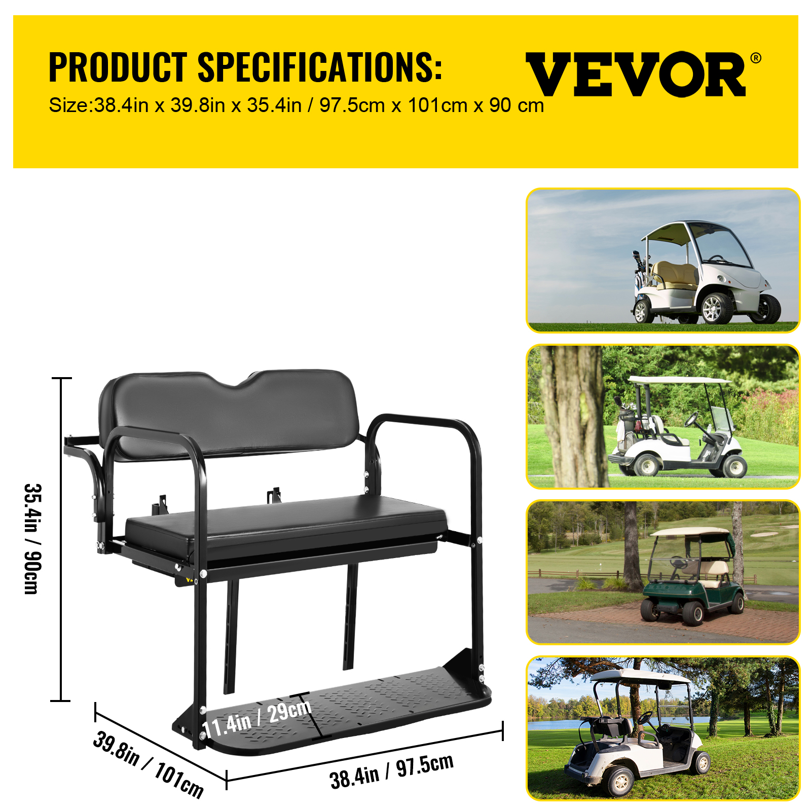 VEVOR Golf Cart Rear Seat, Club Car Rear Seat Compatible with EZGO TXT