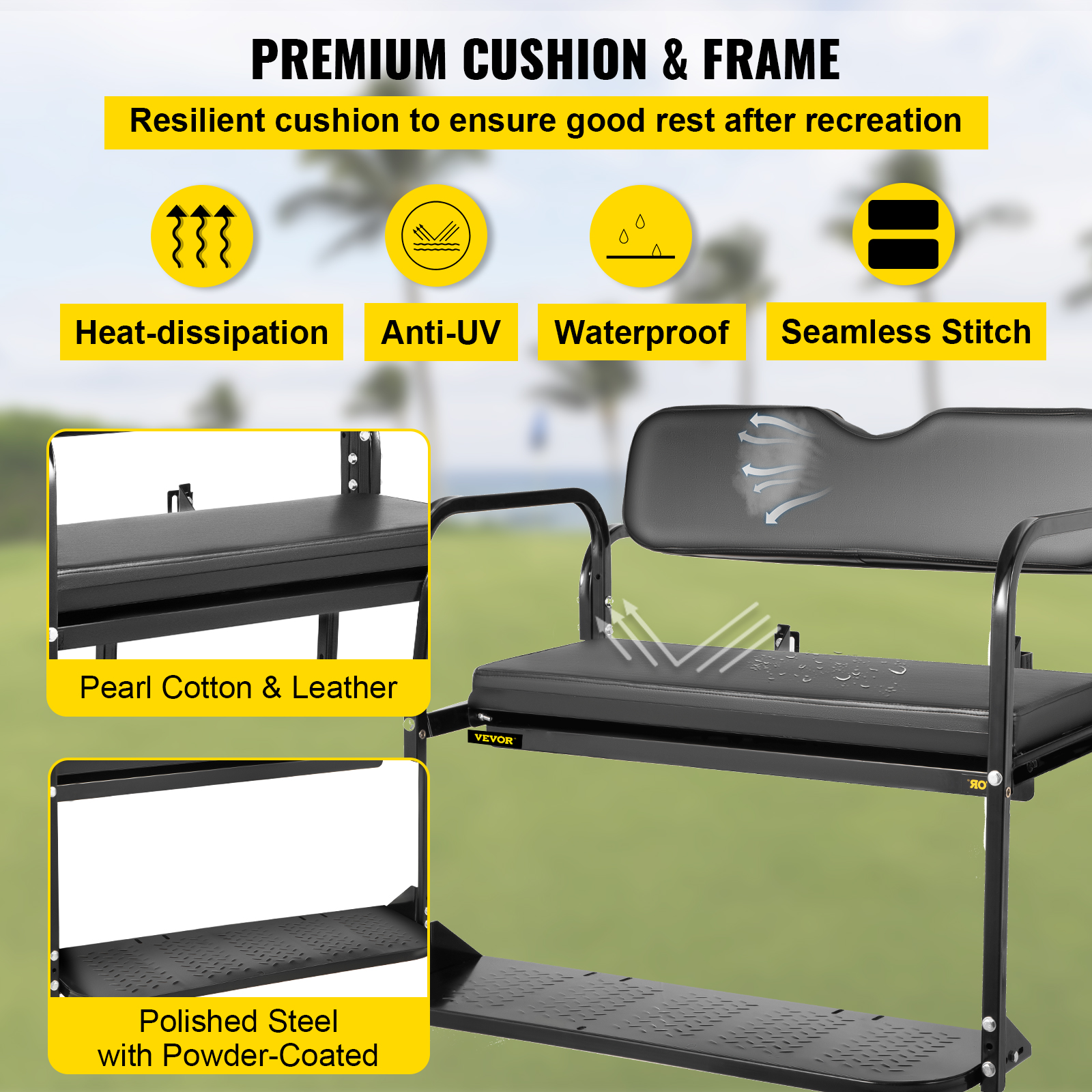 VEVOR Golf Cart Rear Seat, Club Car Rear Seat for 19822000.5 DS Model
