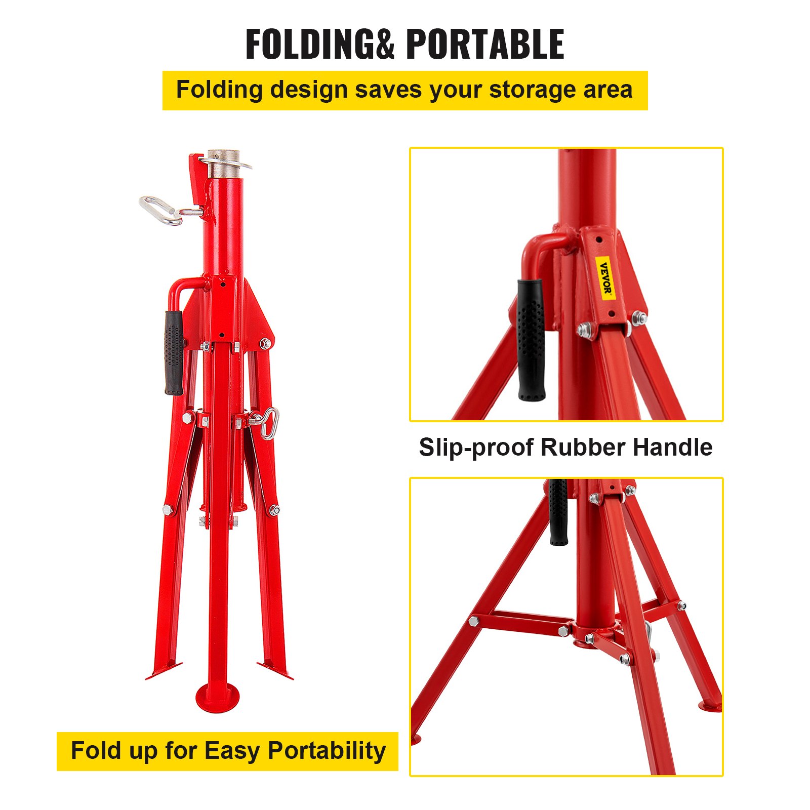 Pipe Jack Stand V-Head Foldable Legs 2500LB Max. Height 52" | VEVOR US