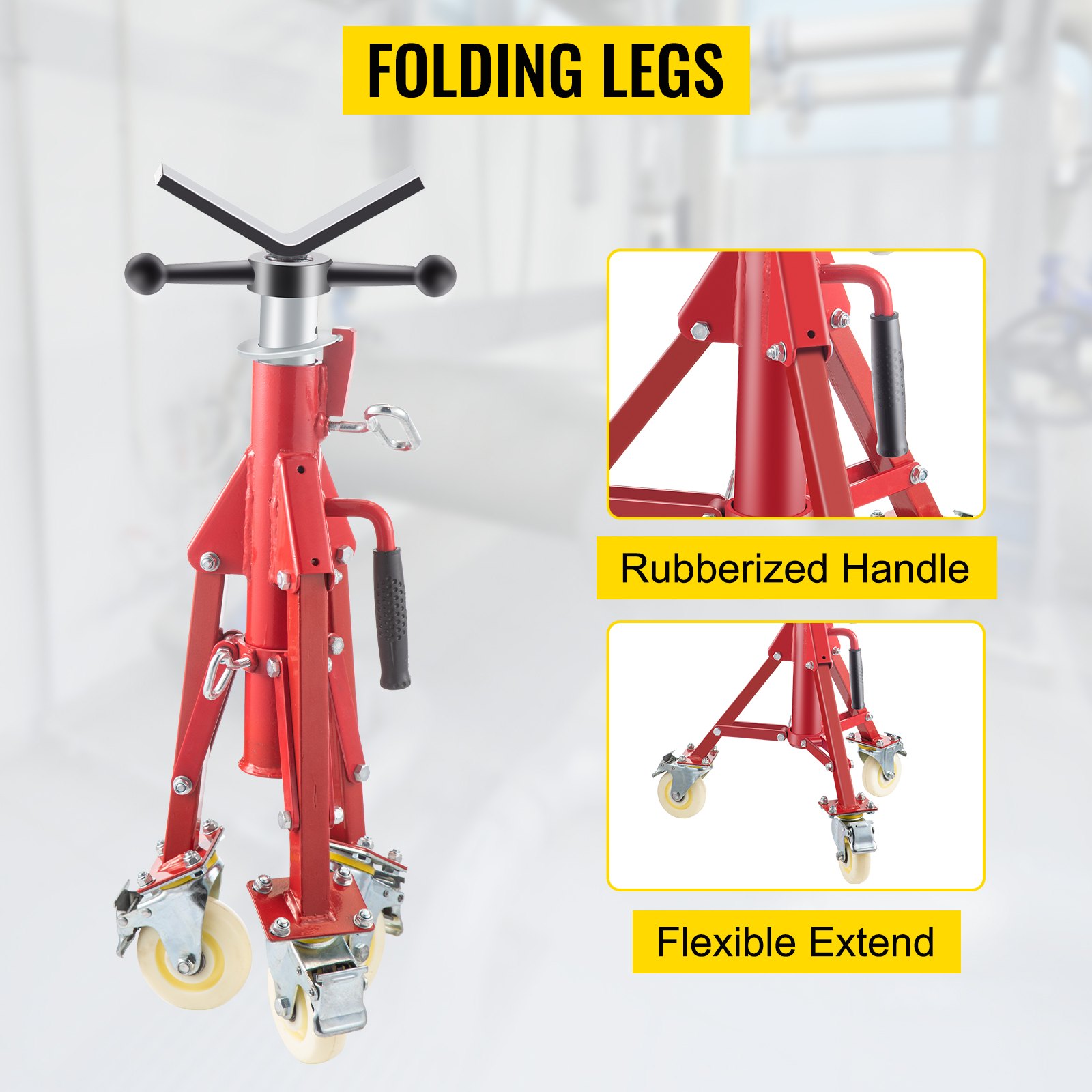 VEVOR Pipe Stand, Pipe Jack Stand, V Head Pipe Stand Adjustable Height