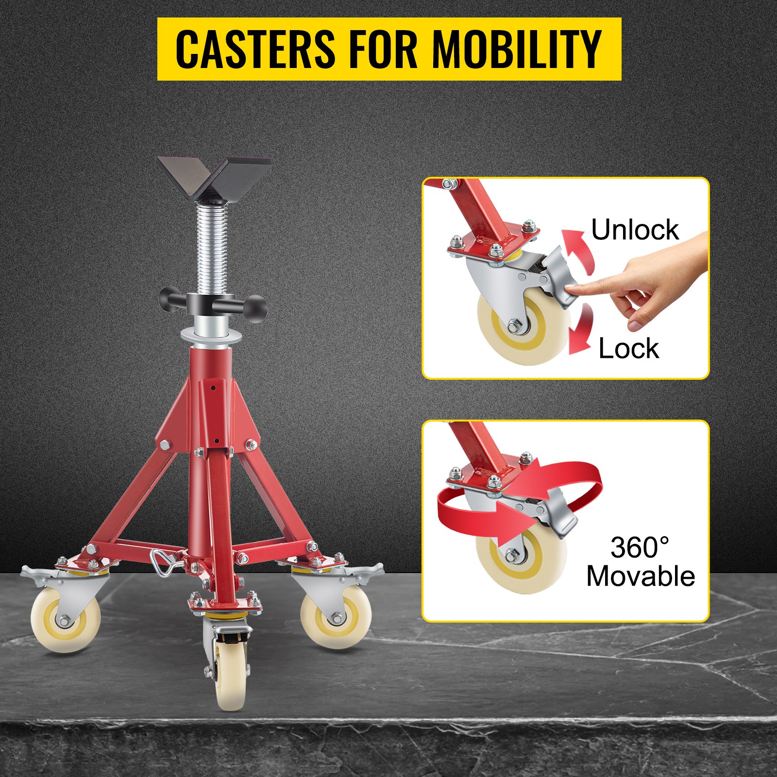 VEVOR Pipe Stand, Pipe Jack Stand, V Head Pipe Stand Adjustable Height