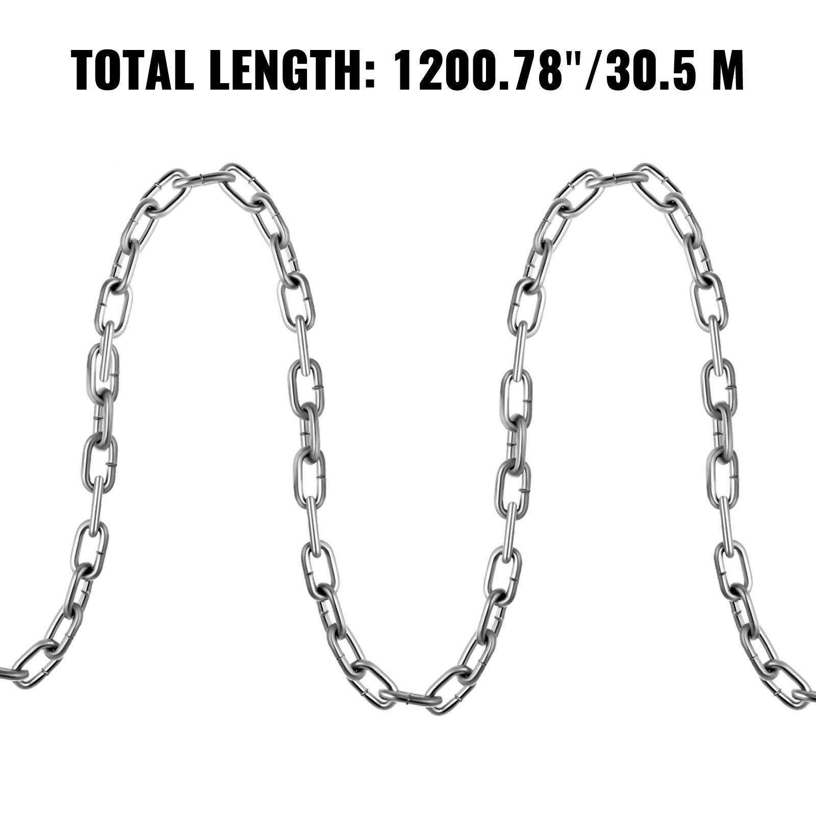 VEVOR Grade 30 Chain 3/16 Inch by 100Ft Length Grade 30 Proof Coil Chain Zinc Plated Grade 30