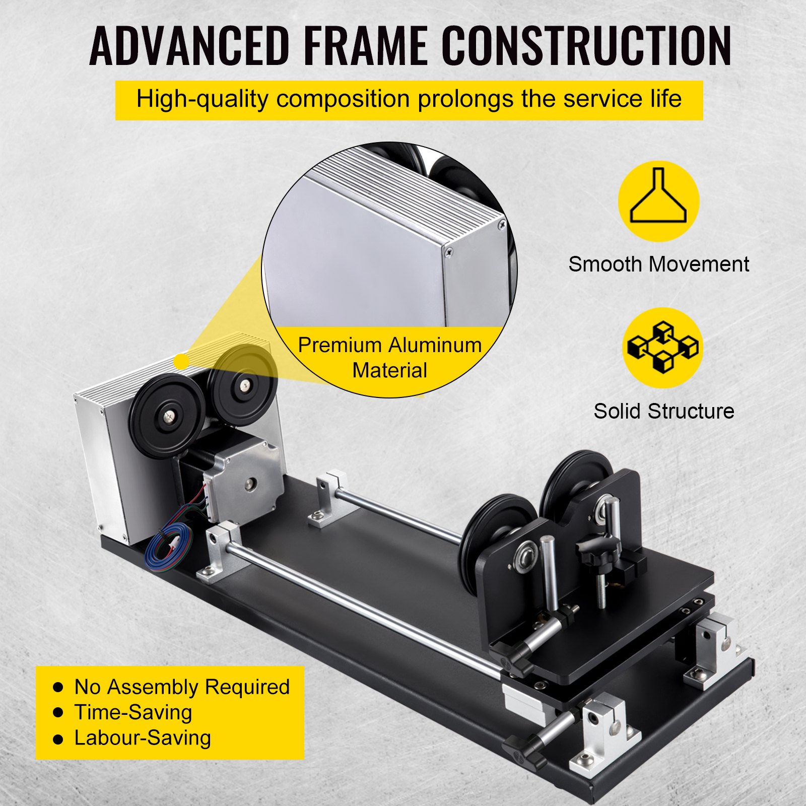 VEVOR Rotary Axis Attachment, 4 Wheels Laser Rotary Attachment, Nema23