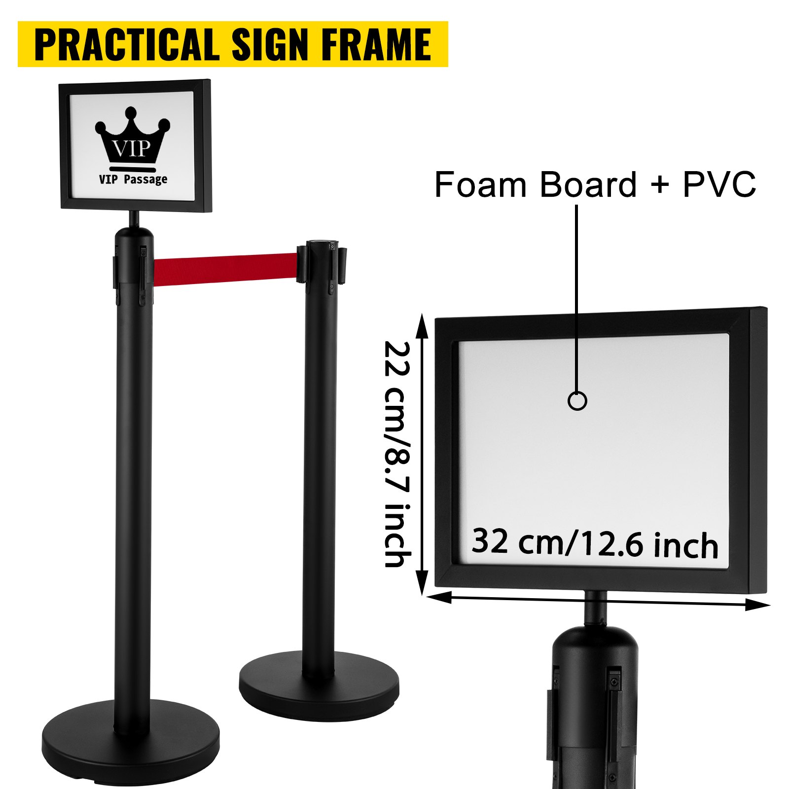 VEVOR Stanchion Post Barriers 4-Set Line Dividers, Stainless Steel ...