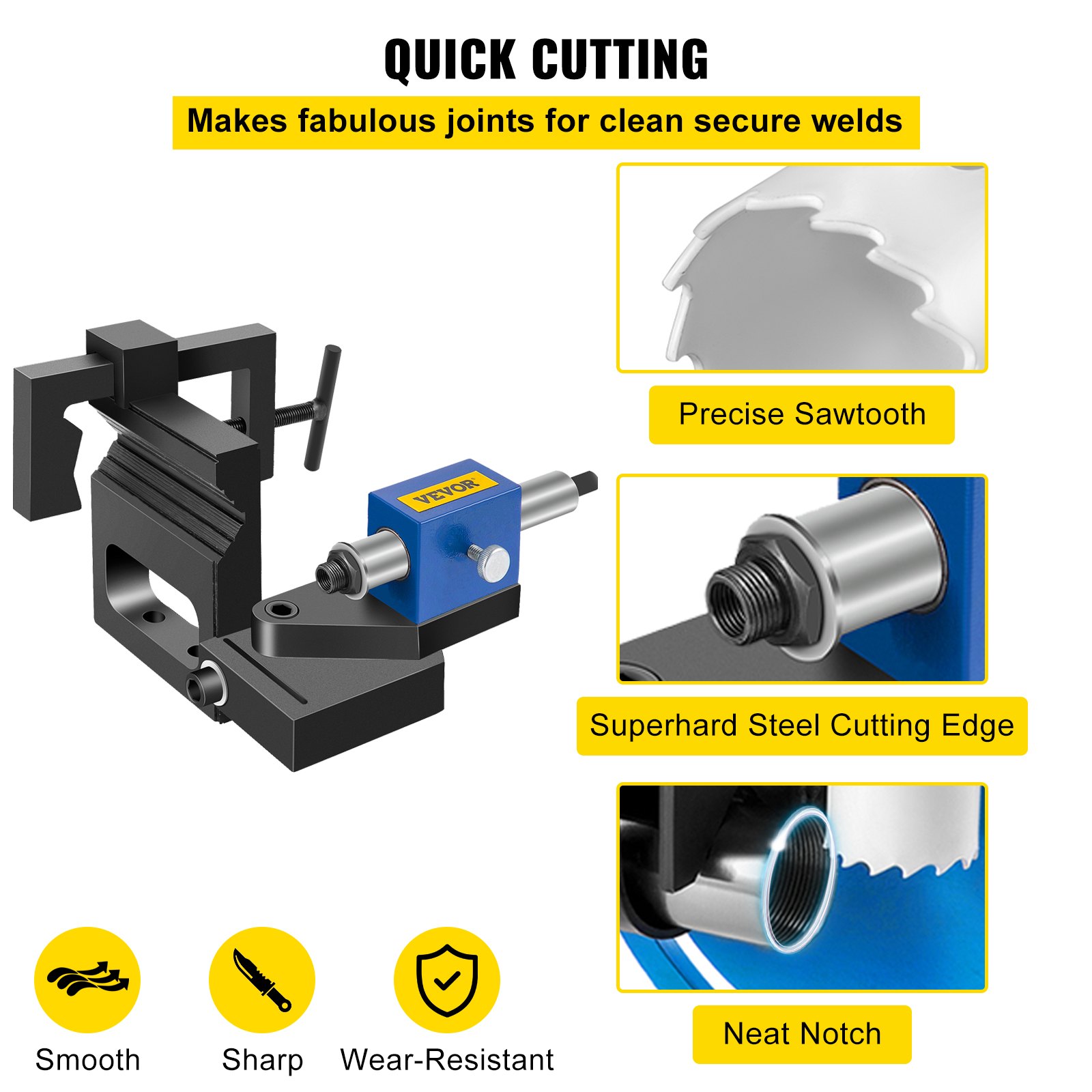 VEVOR Pipe Notcher Punch and Press Tool for 050 Degree Tube Notcher Tool Notches 3/4"3" Round