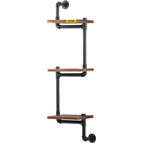 VEVOR Industrial Pipe Shelving, Pipe Shelves with 3Tier Wood Planks