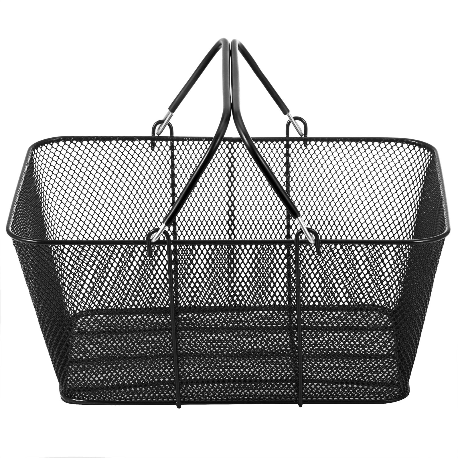 VEVOR 12PCS Shopping Baskets with Handles, Black Metal Shopping Basket, Portable Wire Shopping