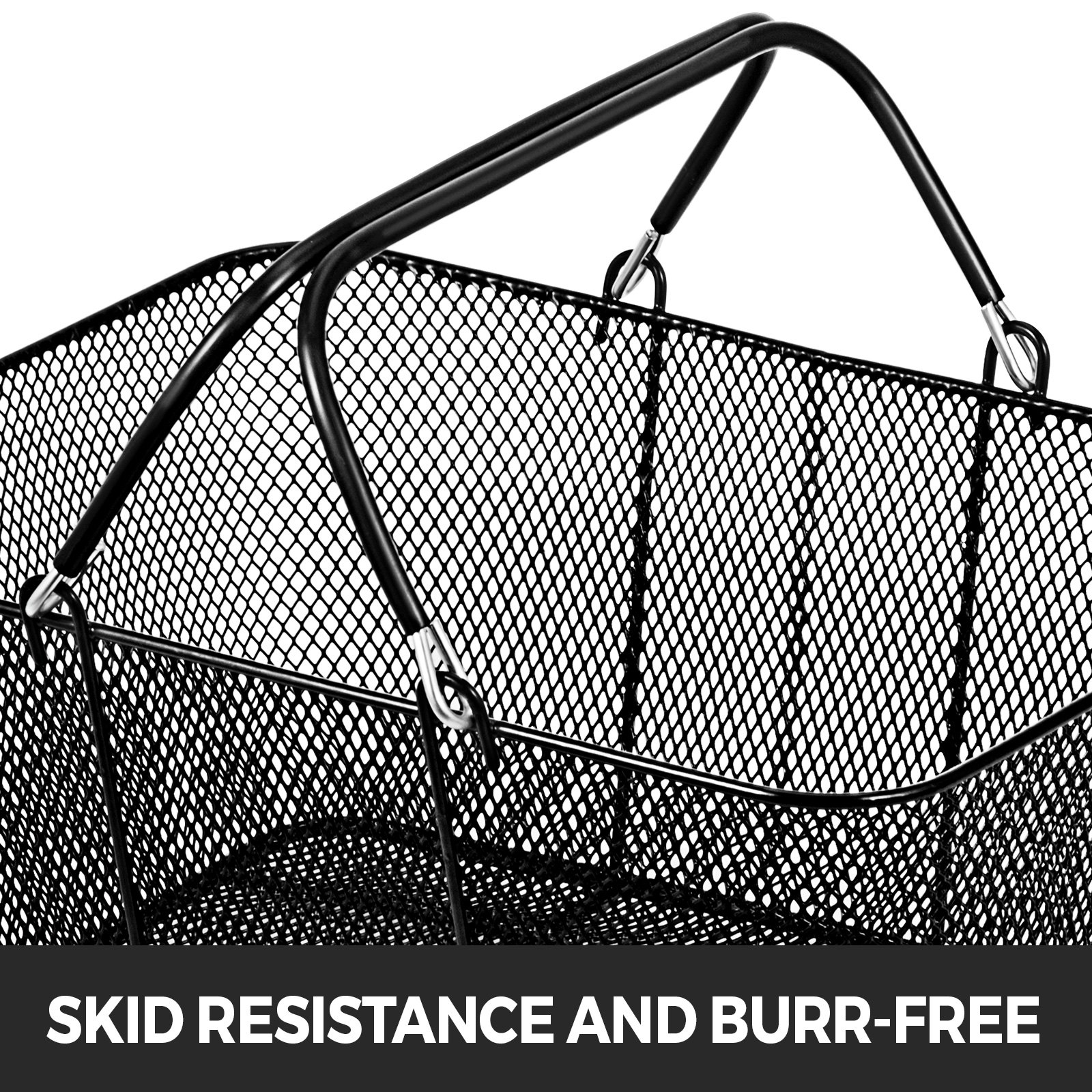 VEVOR 12PCS Shopping Baskets with Handles, Black Metal Shopping Basket, Portable Wire Shopping