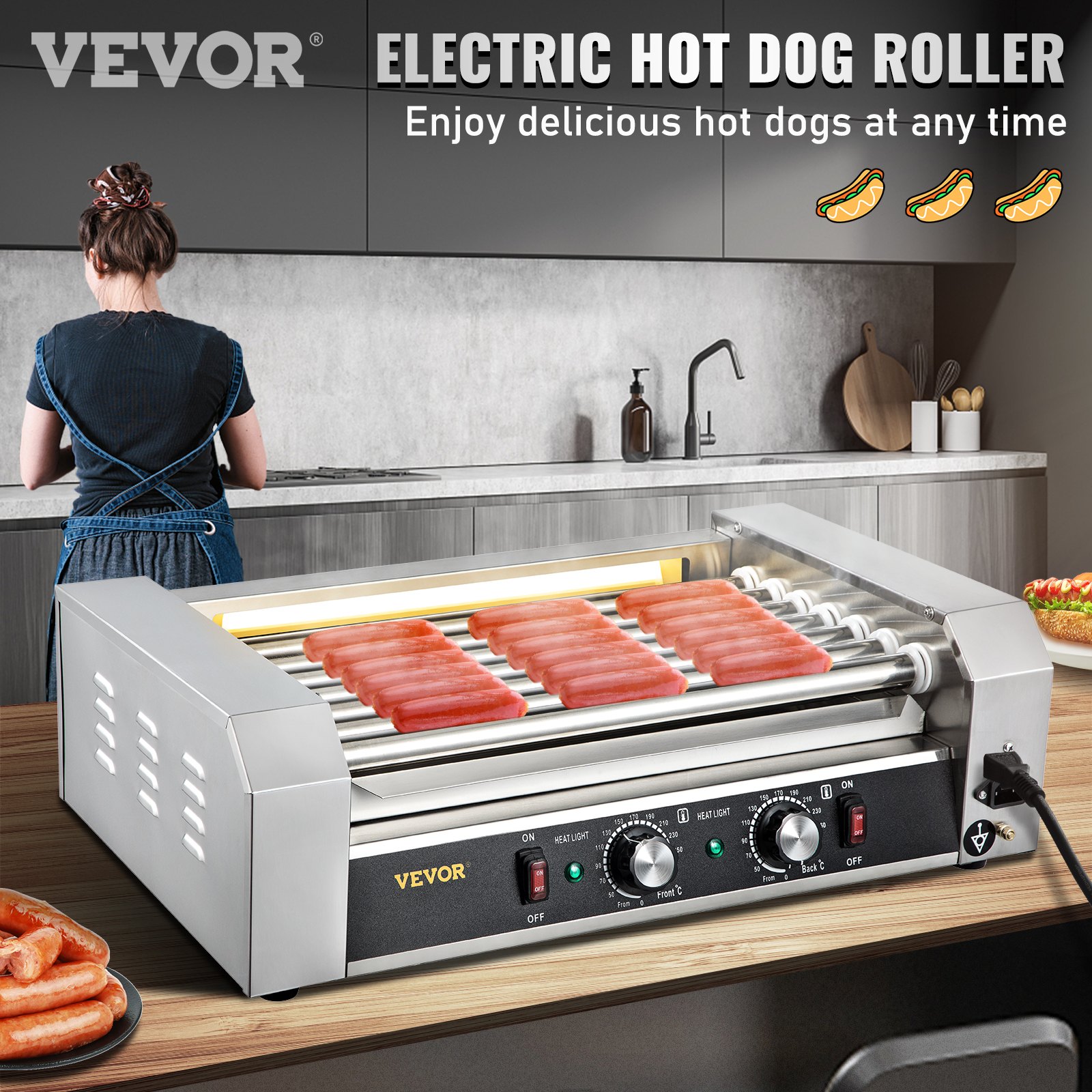 VEVOR Macchina Per Hot Dog A Vapore - 8.5kg, Acciaio Inox | Riscalda Panini E Würstel - Foto 6