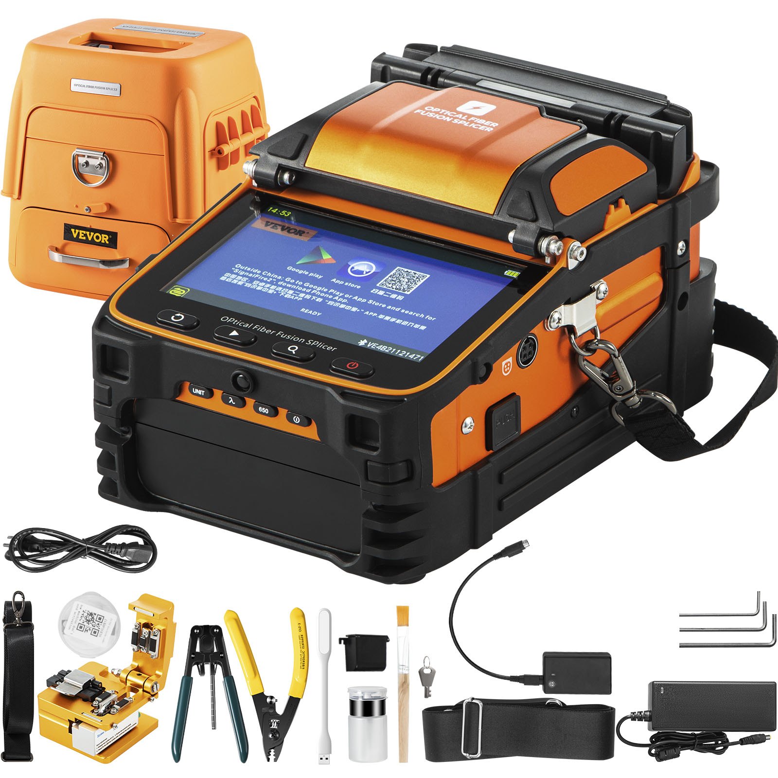 VEVOR AI-9 Fiber Fusion Splicer with 5 Seconds Splicing Time Melting 15 ...