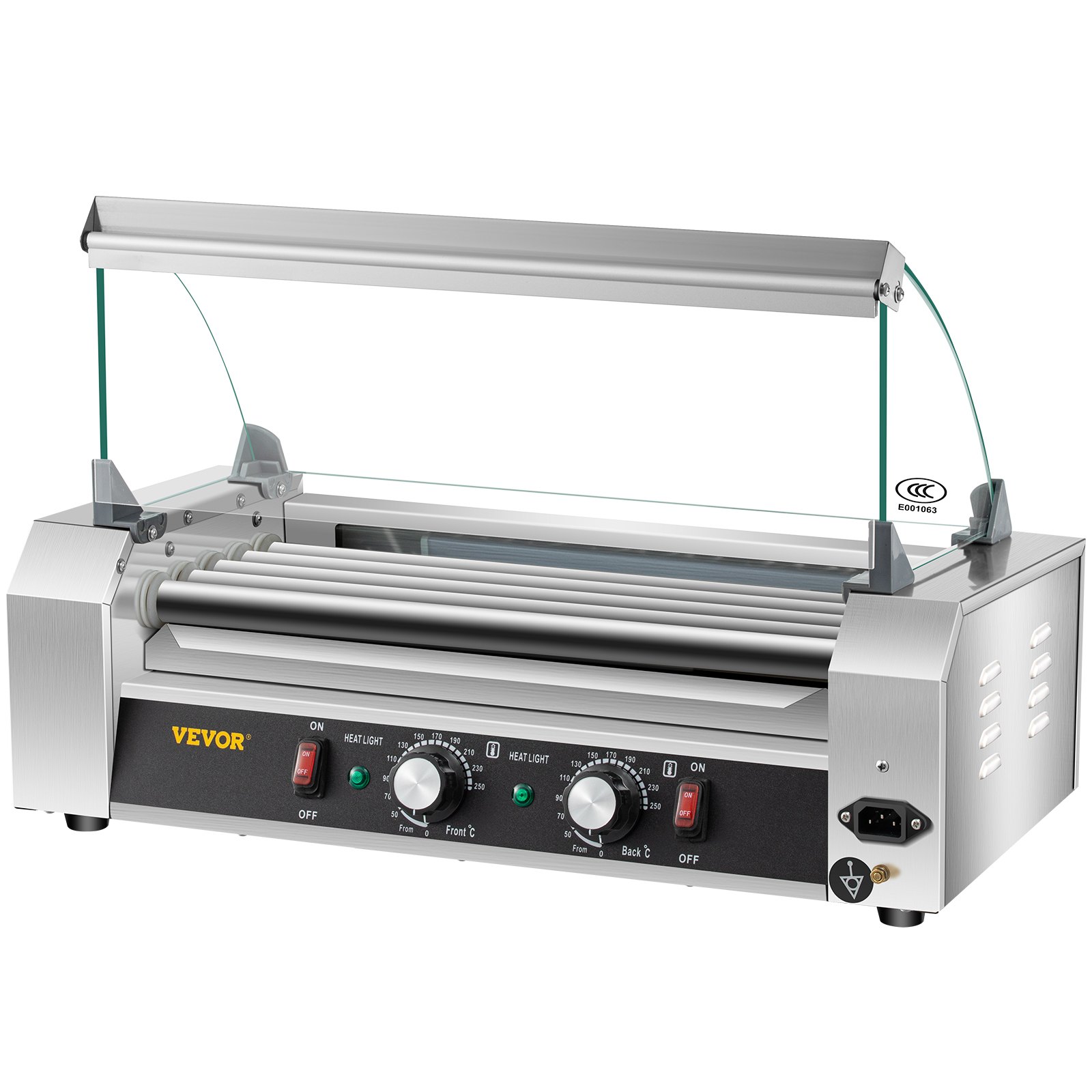 VEVOR Hot Dog Roller, 12 Hot Dog Capacity 5 Rollers, 750W Stainless