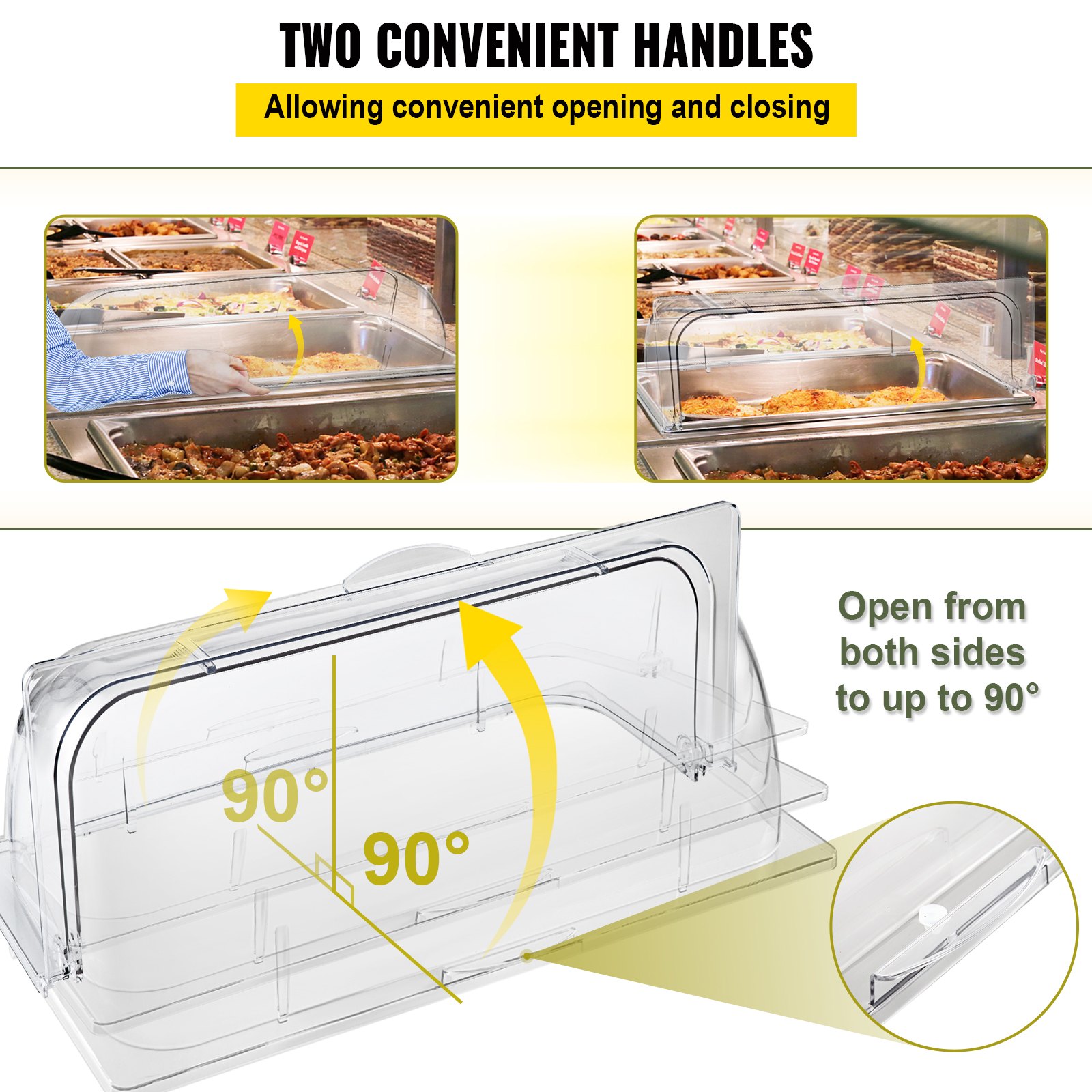 VEVOR 4 Packs Chafing Dish Cover Clear 21"x13"x17" Full Size Roll Top