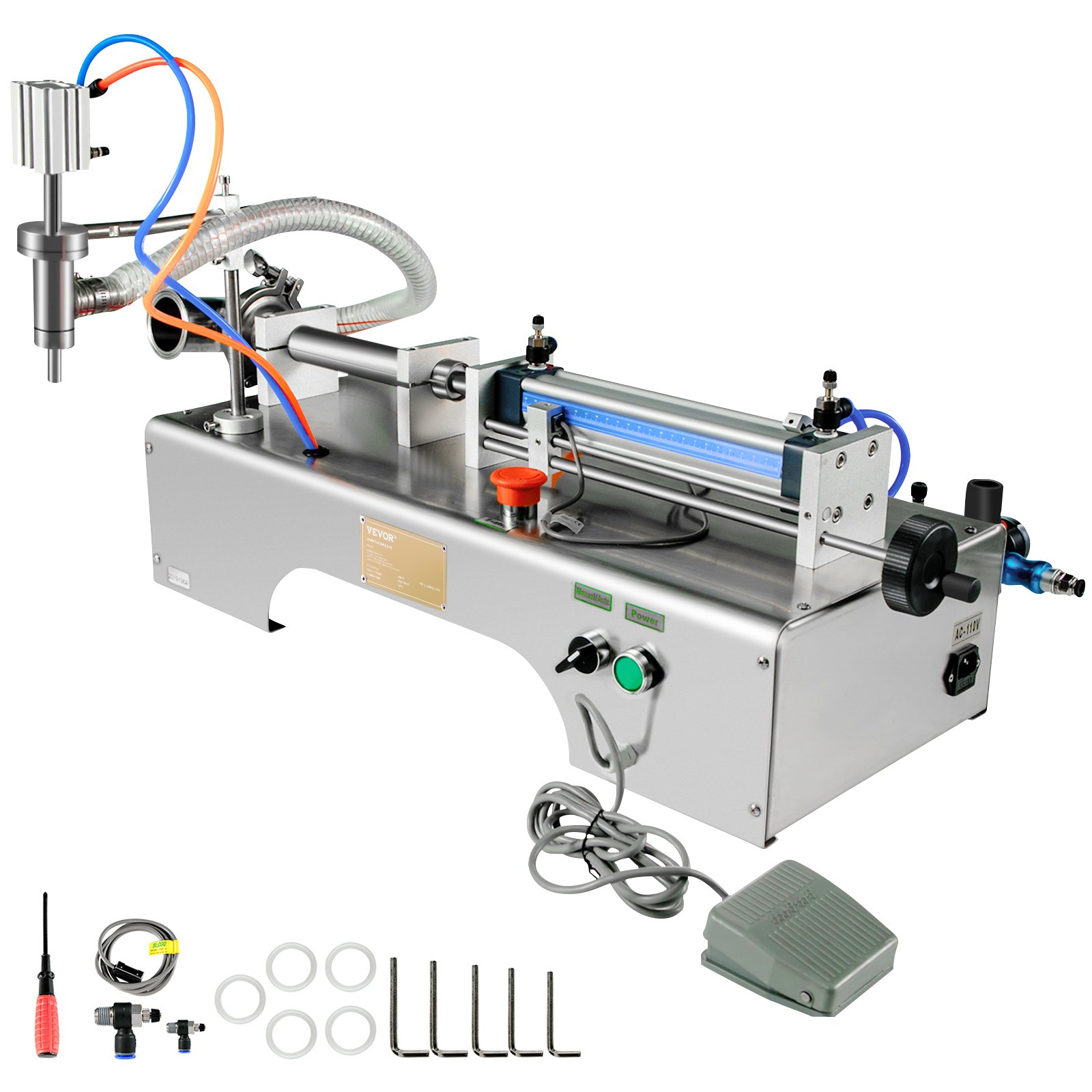 VEVOR Horizontal Pneumatic Liquid Filling Machine 50500ml, Pneumatic