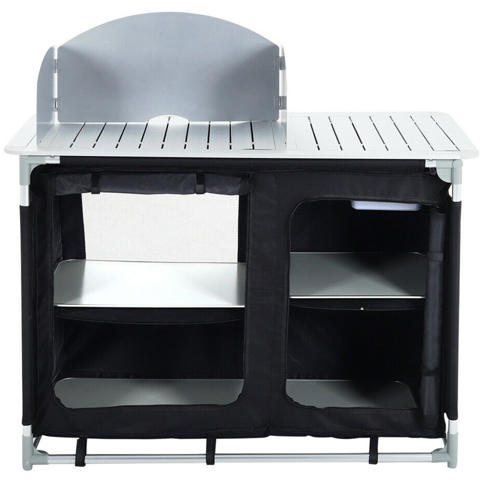 VEVOR Aluminum Portable Camping Kitchen Detachable Windscreen Storage ...