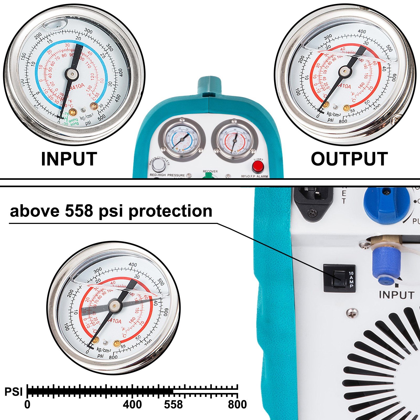 VEVOR 1/2HP Refrigerant Recovery Machine Portable 115V AC Refrigerant