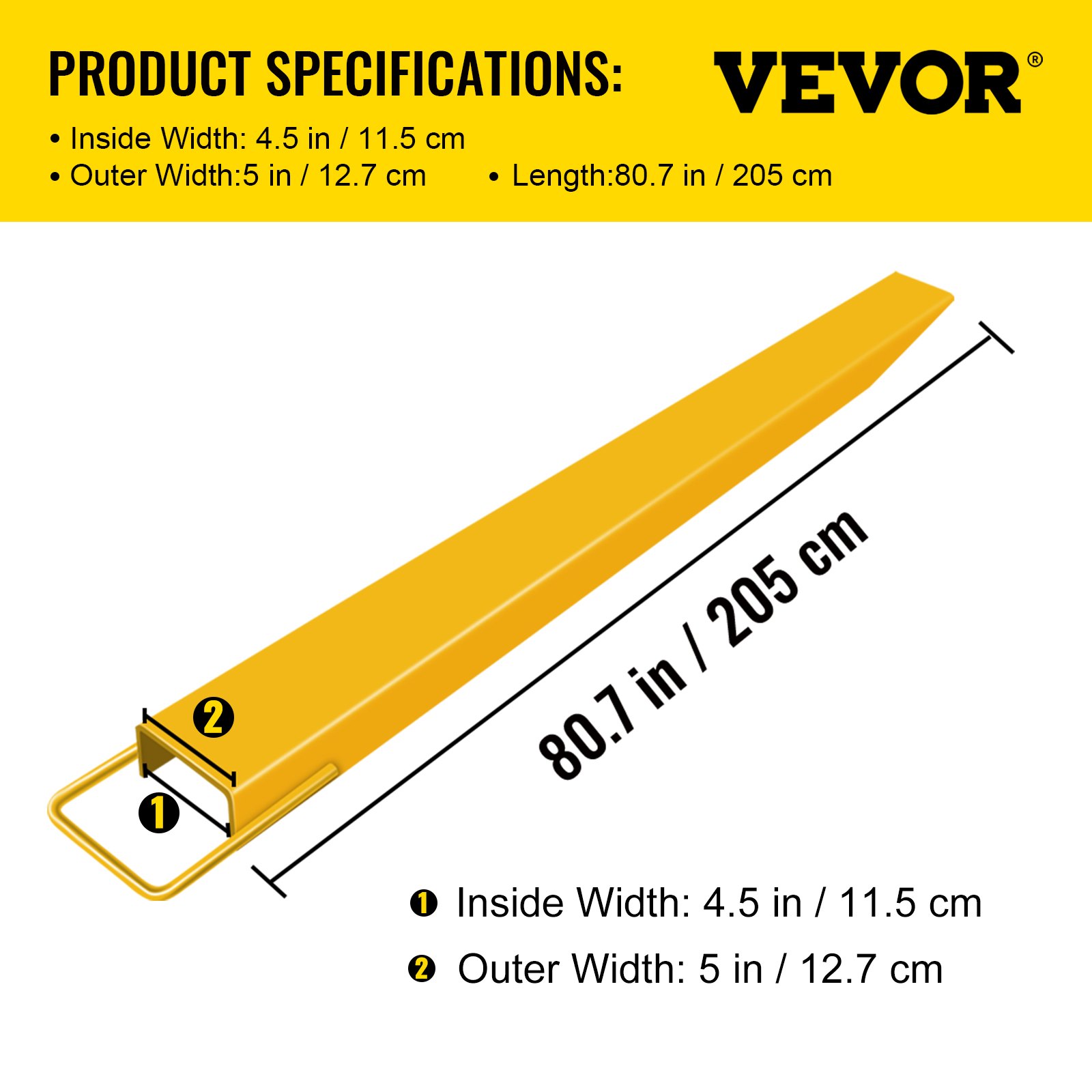 VEVOR Pallet Fork Extension 84 Inch Length 4.5 Inch Width, Heavy Duty