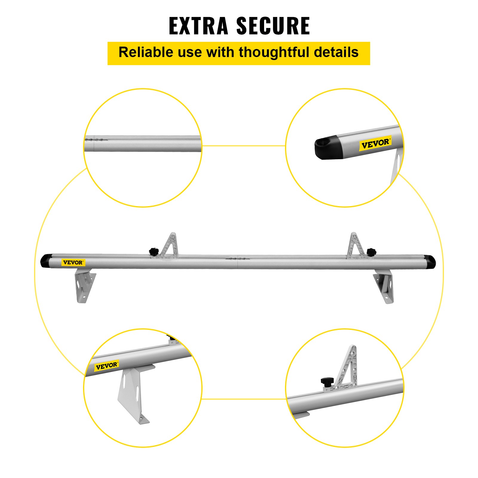 VEVOR Roof Ladder Rack Van Ladder Rack with Ladder Stoppers 2 Bars 661