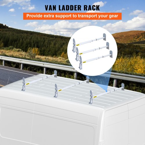 VEVOR Roof Ladder Rack Van Ladder Rack 34.6"56" Adjustable 3 Bars 500