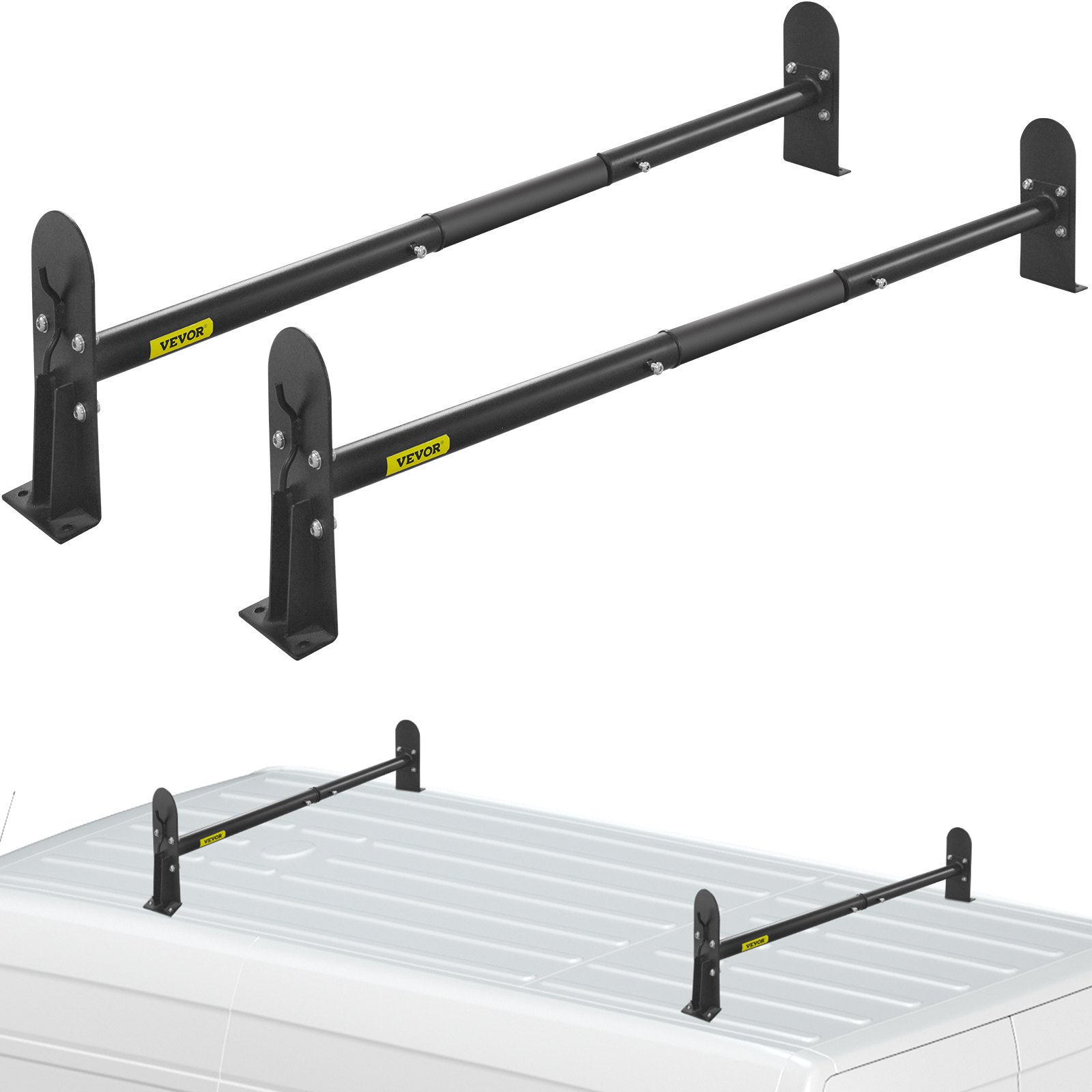 VEVOR Universal Van Ladder Roof Racks, 2 Bars, 331 LBS Capacity, 34.6"56" Adjustable Matte
