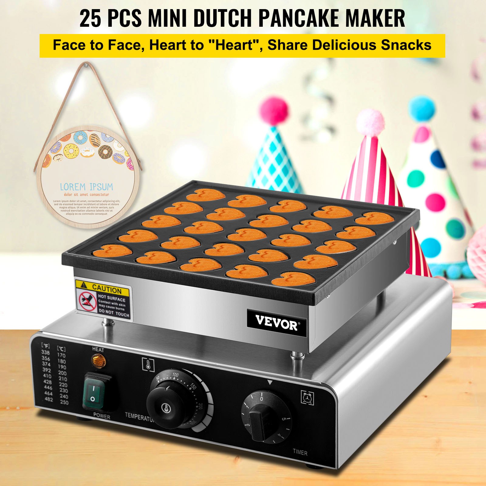 VEVOR Mini Dutch Pancake Maker, HeartShaped Dutch Pancake Machine