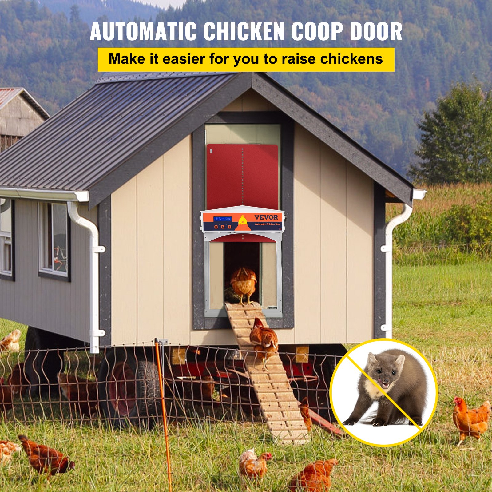 VEVOR Automatic Chicken Coop Door Opener Cage Closer Timer Light Sensor