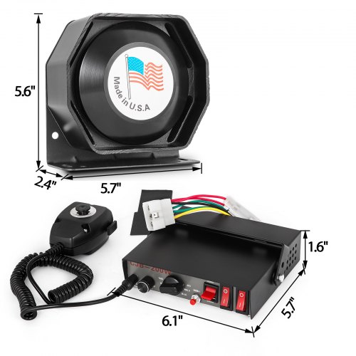 200W 9 Sound Loud Car Warning Alarm Fire Horn PA Speaker MIC System