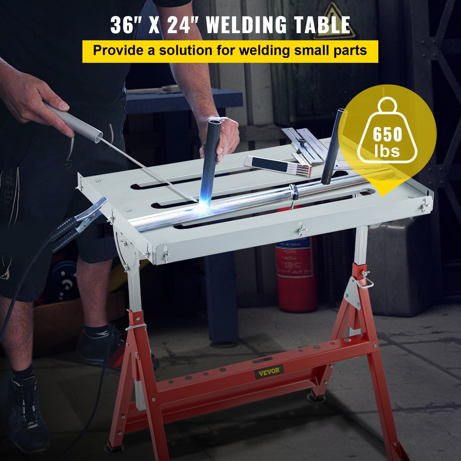 VEVOR Welding Table 36 x 24 in. Steel Welding Table Three 1.1 in