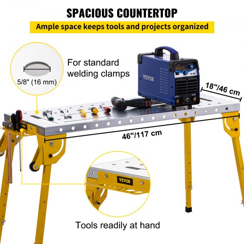 VEVOR Welding Table, 46" x 18" Table Top, Steel Portable Workbench with