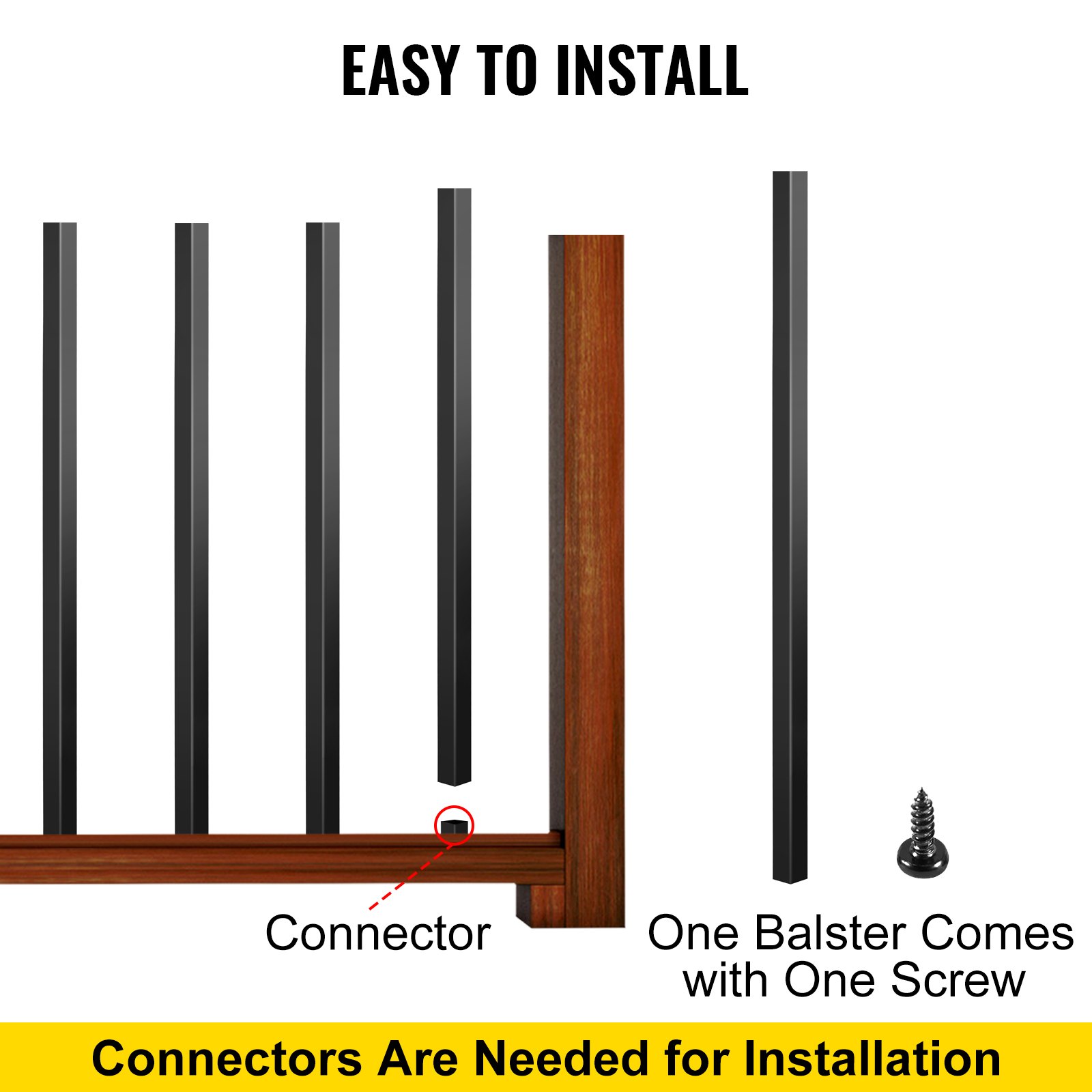 VEVOR Deck Balusters, 101 Pack Metal Deck Spindles, 26"x0.75" Staircase