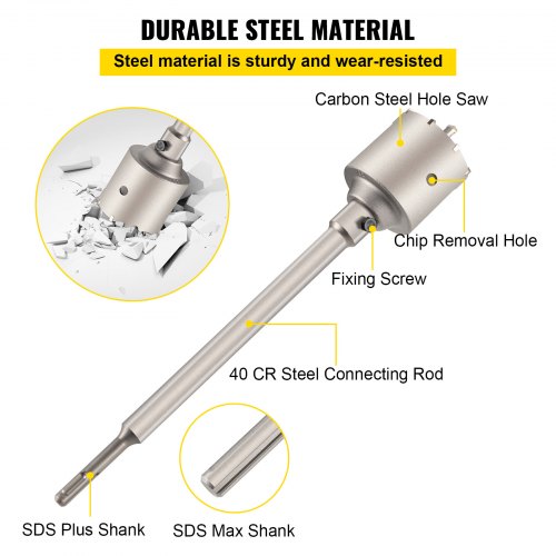 VEVOR Concrete Hole Saw Kit, 1-2/11", 1-3/5", 2-9/16", 3-5/32", 3-15/16